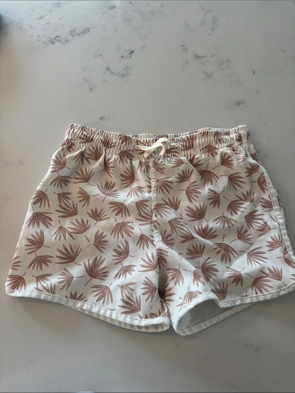 Rylee + Cru Cream Swimsuit with Tan Palm Print